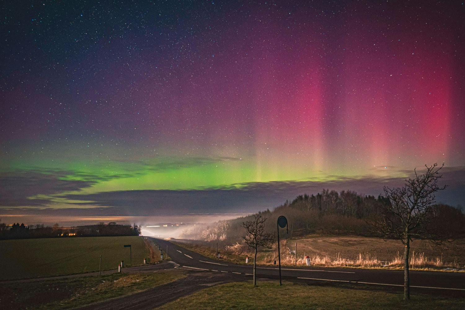 Nordlys ved Bornholm Dette skud er taget ved Bornholm, som ligger i den sydligste del af Danmark.